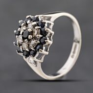 Pre-Owned 9ct White Gold Sapphire & Diamond Round Cluster Ring 41384277