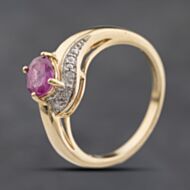 Pre-Owned 9ct Yellow Gold Tourmaline & Diamond Dress Ring 41384284