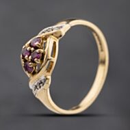 Pre-Owned 9ct Yellow Gold Ruby & Diamond Cluster Ring 41384285