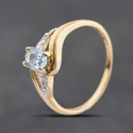 Pre-Owned 9ct Yellow Gold Blue Topaz & Diamond Dress Ring 41384288