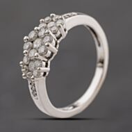 Pre-Owned 9ct White Gold 0.50ct Brilliant Cut Diamond Triple Flower Cluster Ring 41384295