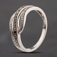 Pre-Owned 9ct White Gold 0.14ct Diamond Three Row Ring 41384314