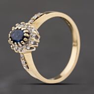 Pre-Owned 9ct Yellow Gold 0.33ct Sapphire & 0.10ct Diamond Oval Cluster Ring 41384328