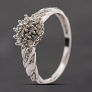 Pre-Owned 9ct White Gold 0.25ct Diamond Flower Cluster Ring 41384332