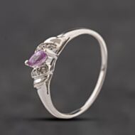 Pre-Owned 9ct White Gold Pink Sapphire & Diamond Marquise Shape Dress Ring 41384345