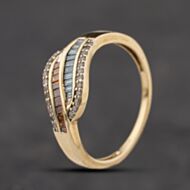 Pre-Owned 9ct Yellow Gold Colour Treated Diamond & 0.34ct White Diamond Four Row Dress Ring 41384354