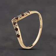 Pre-Owned 9ct Yellow Gold Ruby & Diamond Half Wishbone Ring 41384383