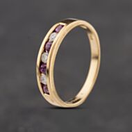 Pre-Owned 9ct Yellow Gold Ruby & Diamond Channel Set Half Eternity Ring 41384384