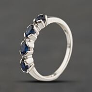 Pre-Owned 9ct White Gold Spinel & 0.03ct Brilliant Cut Diamond Half Eternity Ring 41384393