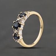 Pre-Owned 9ct Yellow Gold Blue Topaz & 0.06ct Diamond Half Eternity Ring 41384394