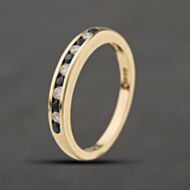 Pre-Owned 9ct Yellow Gold Sapphire & 0.10ct Brilliant Cut Diamond Half Eternity Ring 41384396