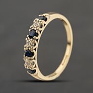 Pre-Owned 9ct Yellow Gold Blue Topaz & 0.03ct Diamond Half Eternity Ring 41384400