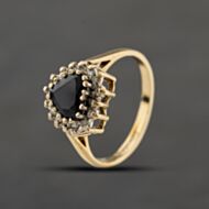Pre-Owned 9ct Yellow Gold Sapphire & 0.08ct Diamond Heart Cluster Ring 41384402