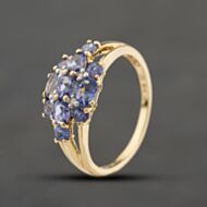 Pre-Owned 9ct Yellow Gold Tanzanite & 0.04ct Brilliant Cut Diamond Cluster Ring 41384408