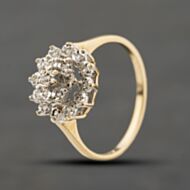Pre-Owned 9ct Yellow Gold 0.10ct Diamond Cluster Ring 41384422