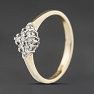 Pre-Owned 9ct Yellow Gold Diamond Shaped Cluster Ring 41384453