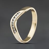 Pre-Owned 9ct Yellow Gold Diamond Channel Set Wishbone Ring 41384459
