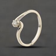 Pre-Owned 9ct White Gold 0.10ct Brilliant Cut Diamond Twist Solitaire Ring 41384470