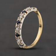 Pre-Owned 9ct Yellow Gold Sapphire & 0.01ct Diamond Half Eternity Ring 41384497