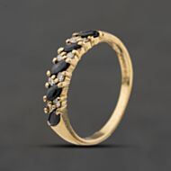 Pre-Owned 9ct Yellow Gold Sapphire & 0.08ct Diamond Half Eternity Ring 41384499