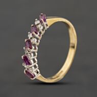 Pre-Owned 9ct Yellow Gold Ruby & 0.08ct Diamond Half Eternity Ring 41384519