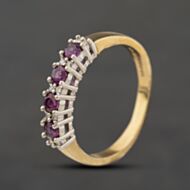 Pre-Owned 9ct Yellow Gold Ruby & 0.10ct Diamond Half Eternity Ring 41384520