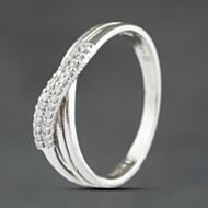 Pre-Owned White Gold 0.11ct Diamond Two Row Dress Ring 41384540