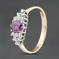 Pre-Owned 9ct Yellow Gold Ruby & 0.18ct Diamond Dress Ring 41384551