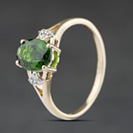 Pre-Owned 9ct Yellow Gold Diopside & 0.04ct Diamond Dress Ring 41384552