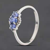 Pre-Owned 9ct White Gold Tanzanite & 0.05ct Diamond Cluster Ring 41384584