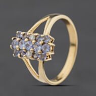 Pre-Owned 9ct Yellow Gold Tanzanite & 0.06ct Diamond Oblong Dress Ring 41384587