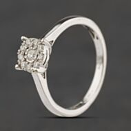 Pre-Owned 9ct White Gold 0.15ct Brilliant Cut Diamond Round Cluster Ring 41384646