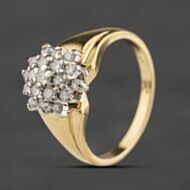 Pre-Owned 9ct Yellow Gold 0.50ct Brilliant Cut Diamond Flower Cluster Ring 41384648