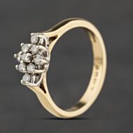 Pre-Owned 9ct Yellow Gold 0.25ct Brilliant Cut Diamond Boat Shaped Cluster Ring 41384649