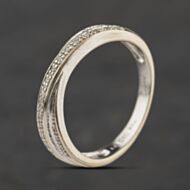 Pre-Owned 9ct White Gold 0.10ct Diamond Crossover Ring 41384650
