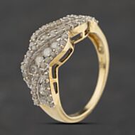 Pre-Owned 9ct Yellow Gold 0.75ct Diamond Twist Shoulders Cluster Ring 41384662