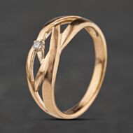 Pre-Owned 9ct Rose Gold 0.04ct Brilliant Cut Diamond Openwork Dress Ring 41384666