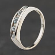 Pre-Owned 9ct White Gold Blue Topaz & 0.08ct Diamond Half Eternity Ring 41384671