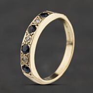 Pre-Owned 9ct Yellow Gold Sapphire & 0.06ct Diamond Half Eternity Ring 41384672