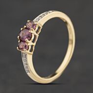 Pre-Owned 9ct Yellow Gold Ruby & 0.05ct Diamond Dress Ring 41384682