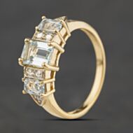 Pre-Owned 9ct Yellow Gold Aquamarine & 0.01ct Diamond Dress Ring 41384683