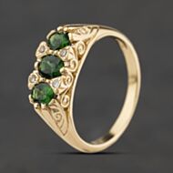 Pre-Owned 9ct Yellow Gold Diopside & Diamond Seven Stone Ring 41384688