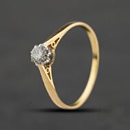 Pre-Owned Vintage Yellow Gold 0.25ct Brilliant Cut Diamond Solitaire Ring 41384701