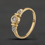 Pre-Owned 9ct Two Colour Gold 0.05ct Diamond Three Stone Ring 41384711