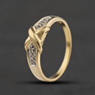 Pre-Owned 9ct Two Colour Gold 0.03ct Diamond Cross Dress Ring 41384718