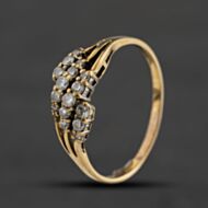 Pre-Owned 9ct Yellow Gold 0.30ct Diamond Four Row Cross Over Dress Ring 41384723
