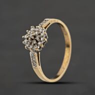 Pre-Owned 9ct Yellow Gold Diamond Round Cluster Ring 41384732