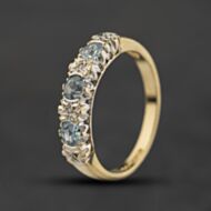 Pre-Owned 9ct Yellow Gold Aquamarine & Diamond Dress Ring 41384767