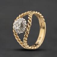 Pre-Owned 9ct Yellow Gold Diamond Twisted Rope Cluster Ring 41384770
