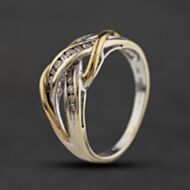 Pre-Owned 9ct Two Colour Gold 0.25ct Diamond Multi Strand Twist Ring 41384771